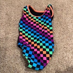 Plum rainbow “skater” leotard